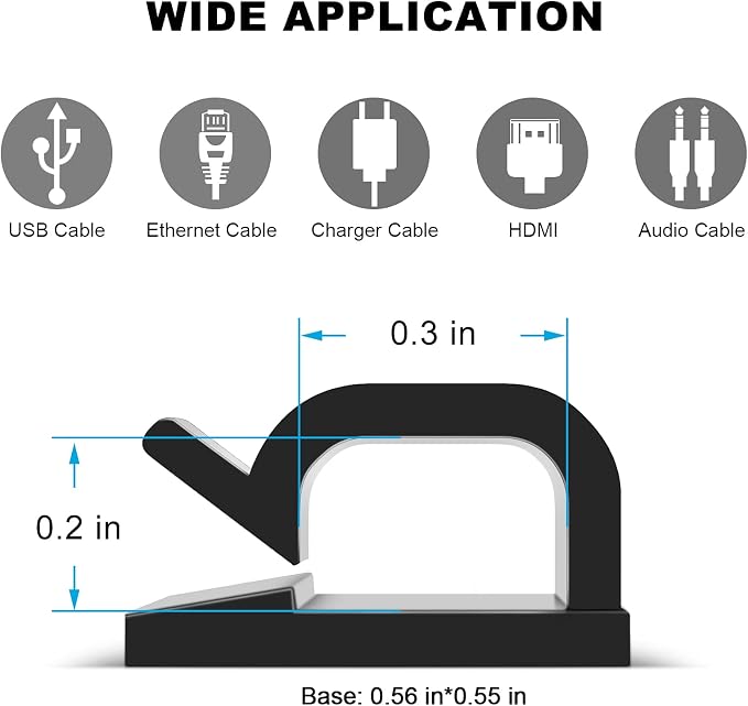60 PCS Adhesive Cable Clips, Upgraded Wall Wire Clips - Image 3
