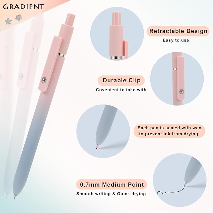 FIOVER 10pcs Gel Pens Black Ink Medium Point 0.7mm Pens Smooth Writing High-End - Image 6