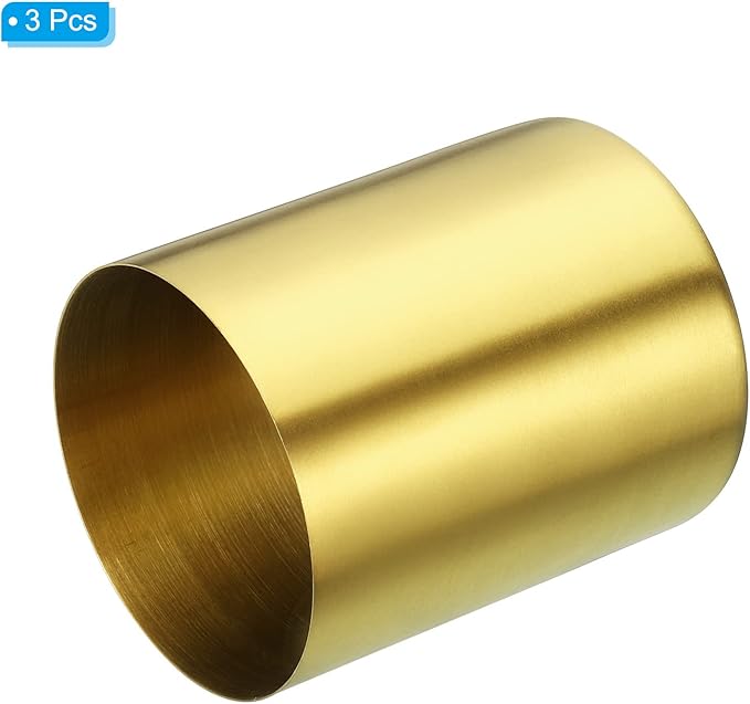 PATIKIL Pencil Holder, 3 Pack Pen Holder for Desk Stainless Steel Pencil Holders Cup Organizer Makeup Brush Holder for Desk Accessories, Golden-DeskLoop Office