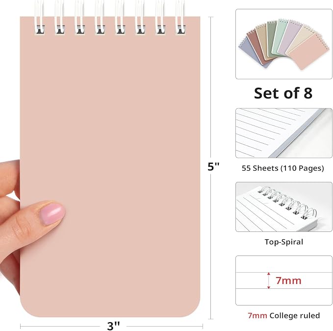 Taja Pocket Small Notebook 3" x 5", Nursing Notepad, Travel - Image 2