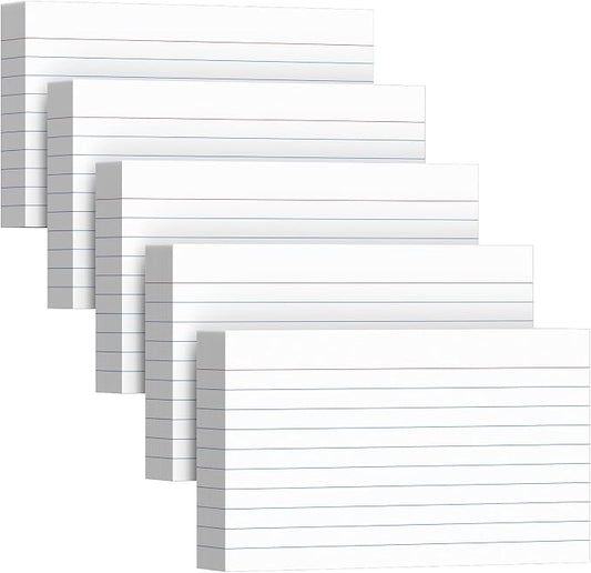 250 Count Index Cards 3 x 5 Inch, Heavyweight White Lined Note Cards Portable by Unknown