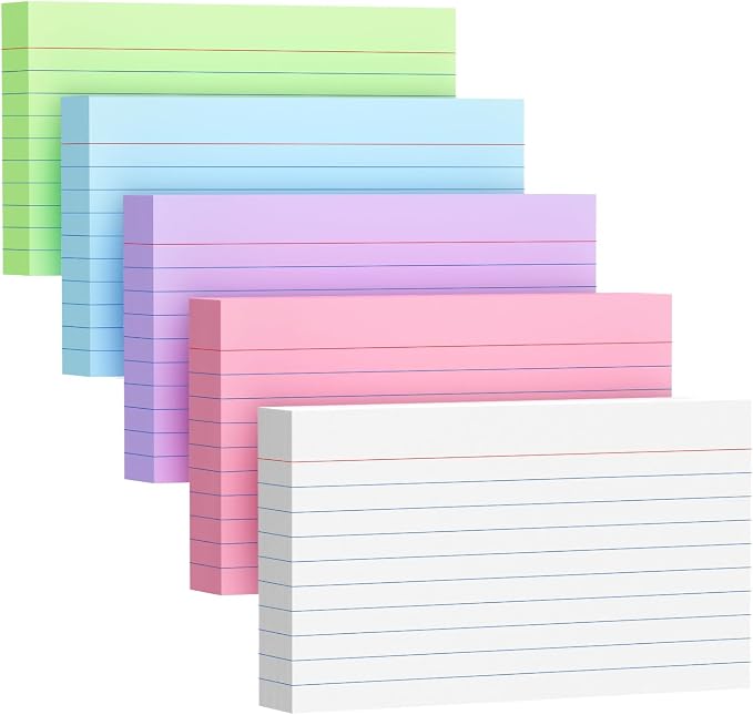 250 Count Colored Index Cards 3x5 Inch 180gsm Heavy Weight Flash Card, Note by Unknown