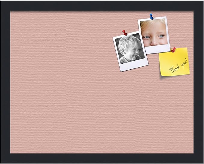 PinPix 18x14 Inch Cork Bulletin Board. This Decorative Framed Pin Board Comes with Pink Pastel Design and a Satin Black Frame. Ideal for Home Office Decor or Message Board (PinPix-1813)-DeskLoop Office
