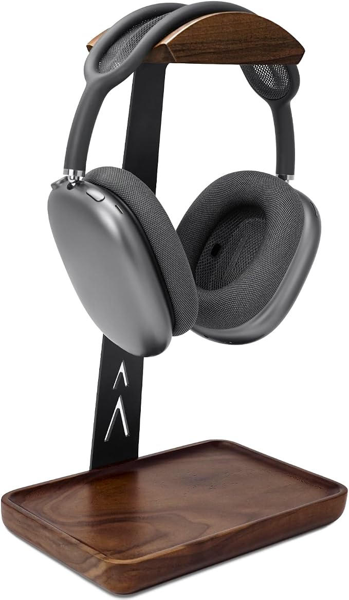 GEVO Headphone Stand, Walnut Wood Headset Stand - Image 9