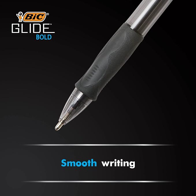 BIC Glide Bold Retractable Ball Pen, Bold Point, Rubber Grip - Image 5