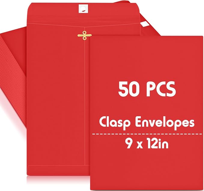 Geyee 50 Pcs 9 x 12 Inch Clasp Envelopes Letter Size Mailing Envelopes by Geyee