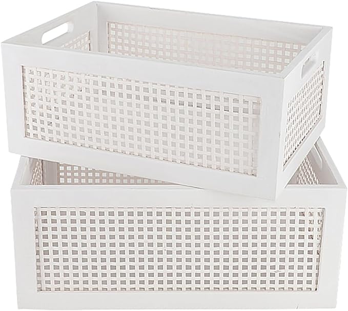 Desktop Storage Basket, Sundry Office Drawer Storage Box, Wood Frame Storage by HODAKJUE