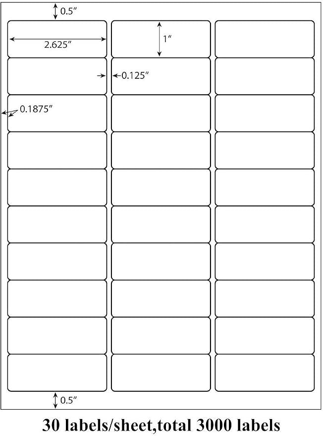 9527 Product 30 up 1 x 2-5/8 Sticker Labels Shipping Address Labels 2000 Sheets - Image 2