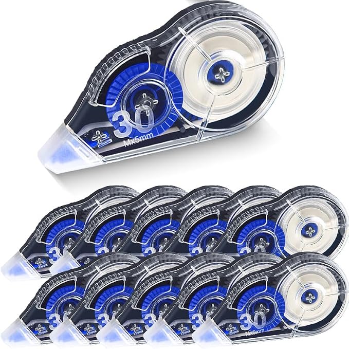 Correction Tape, 10 Pack 33Ft White Correction Tape Roll Easy-to-Use Applicator by Gocomcom