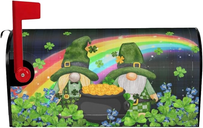 Irish St. Patrick's Day Shamrock Mailbox Cover, 25.5 X 21 Wrap Case Decorative by Yomane