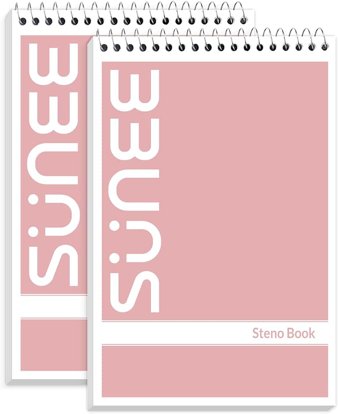 SUNEE 2 Pack Steno Pads 6x9, Gregg Rule, 60 Sheets, Spiral Notebook 6x9 by SUNEE