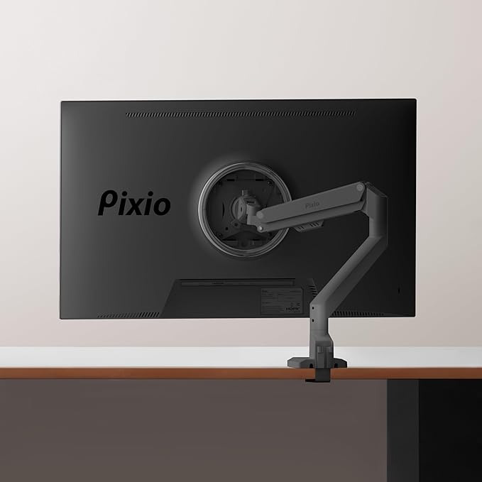 Pixio PS1S Wave Black Single Monitor Arm Stand Desk Mount - Fits up to 32 inches Monitors and up to 19.8lbs. VESA Compatibility and Integrated Cable Management-DeskLoop Office