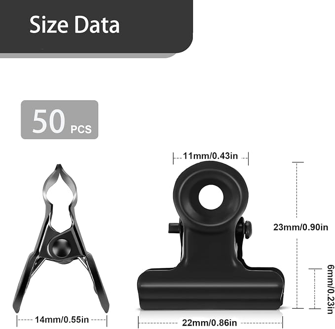 50 Pcs Metal Bulldog Clips, 0.87 Inch Hinge Clips - Image 2