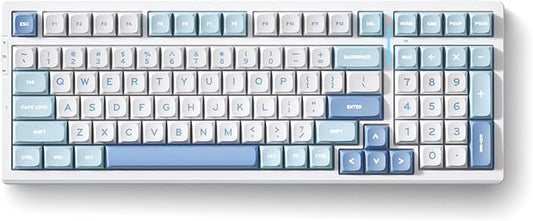 G98 PRO Wireless Gaming Keyboard, Tri-Mode Connection Mechanical Keyboard, Hot Swappable Custom Gasket Structure, Pre-lubed Linear Switches, Double Shot PBT Keycaps, RGB LED Backlit, Blue&White-DeskLoop Office