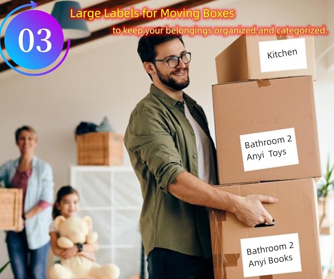 Removable Stickers Labels 5" x 3" 120 Large Moving Labels - Image 4