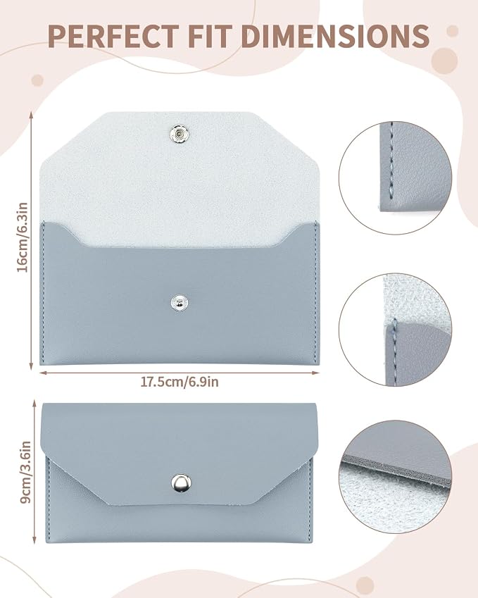 1 Pieces Money Saving Binder, Light Blue PU Leather Cash Envelopes Cash Wallet - Image 2