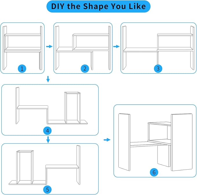 Desktop Shelf Organizer, Adjustable Wood Office Storage Rack, Counter Display - Image 5