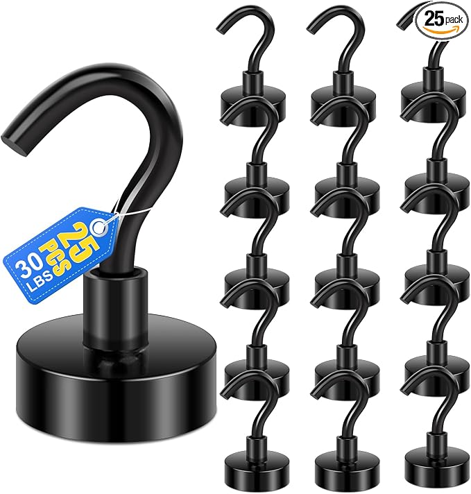 LOVIMAG 25Pcs Magnetic Hooks, Strong Neodymium Magnet Hooks by LOVIMAG