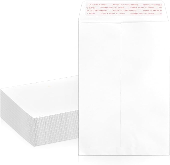 Goefun 50 PCS White Catalog Envelopes 6x9, Self Seal 100 GSM Manila Envelopes by Goefun