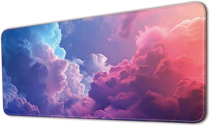Keyboard Mat, Large Mouse Pad, Colorful Clouds by Flodirise