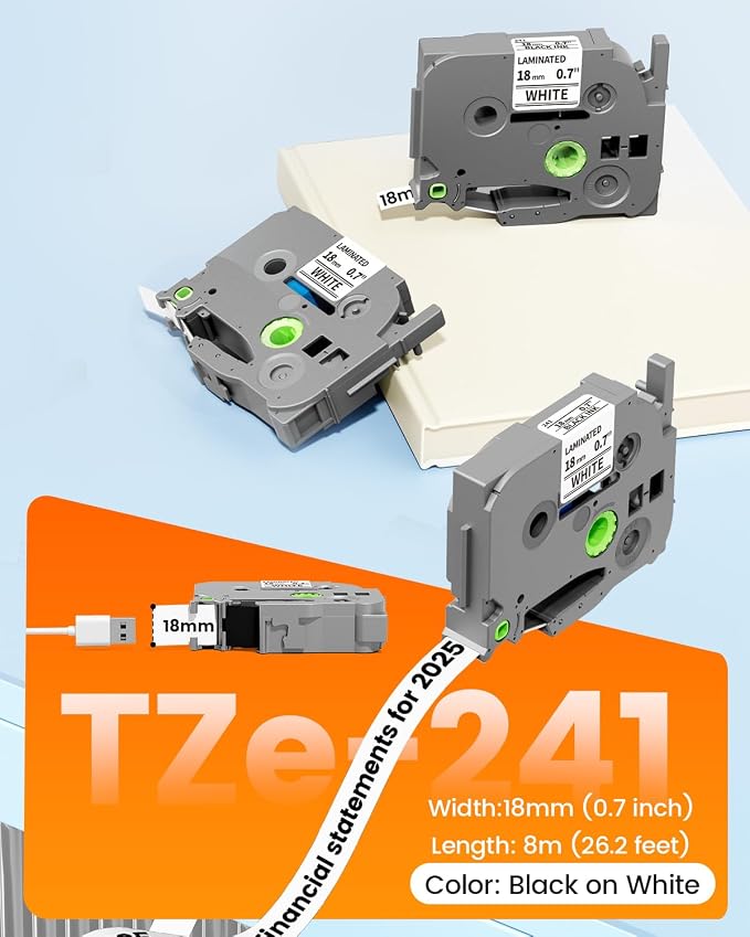 TZe-241 TZe241 18mm Label Maker Tape Replacement - Image 8