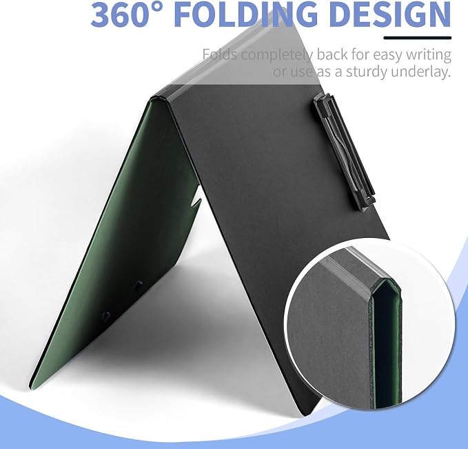 Clipboard Folder, with Dual Metal Clips, Embossed-Texture, Folding 360° Rotating - Image 3