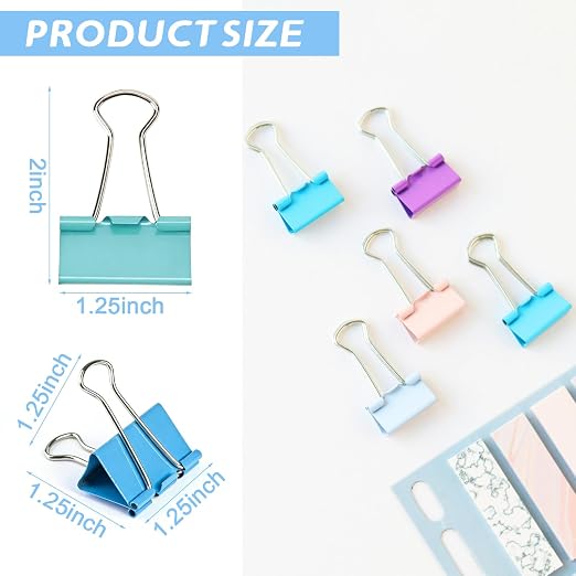 150pcs Binder Clips 1.25 Inches Medium Colored Binder Office Clamps Colored - Image 3