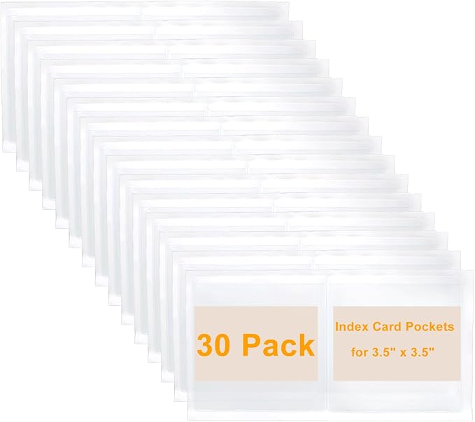 30 PCS Clear Adhesive Pockets, 3.5" x 3.5" Plastic Index Card Holder Square - Image 5