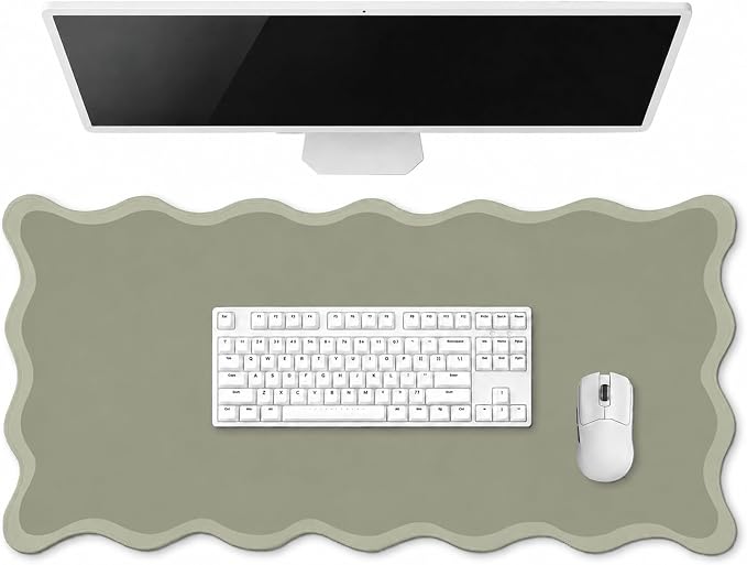 Hahafelt Scalloped Desk Mat Large Desk Pad Cute Coquette Table Mat Back to by Hahafelt