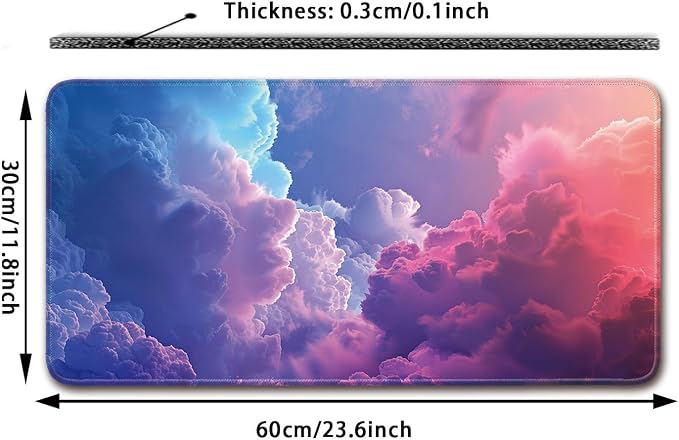 Keyboard Mat, Large Mouse Pad, Colorful Clouds - Image 2