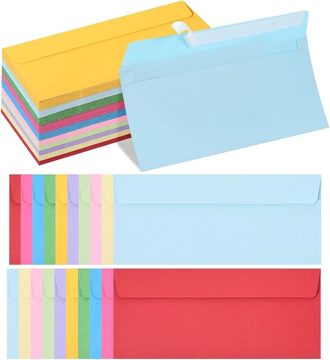 Keketer 50 Pack #10 Colored Business Envelopes Self Seal, 4.13 x 9.49 Inches by Keketer