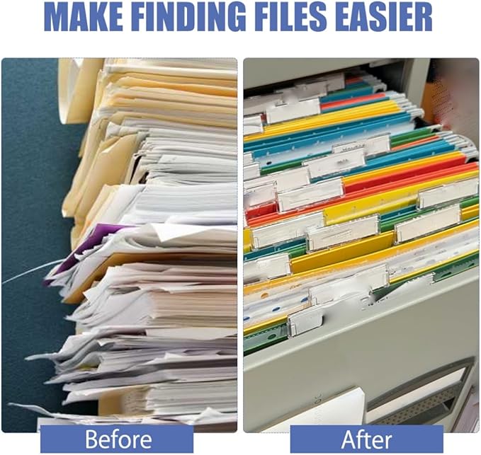 File Folder Tabs 40PCS Suspension Hanging File Folder Labels Clear Plastic - Image 5