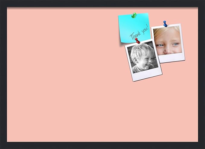 PinPix 27x19 Inch Cork Bulletin Board. This Decorative Framed Pin Board Comes with Pink Pastel Design and a Satin Black Frame. Ideal for Home Office Decor or Message Board (PinPix-1813)-DeskLoop Office