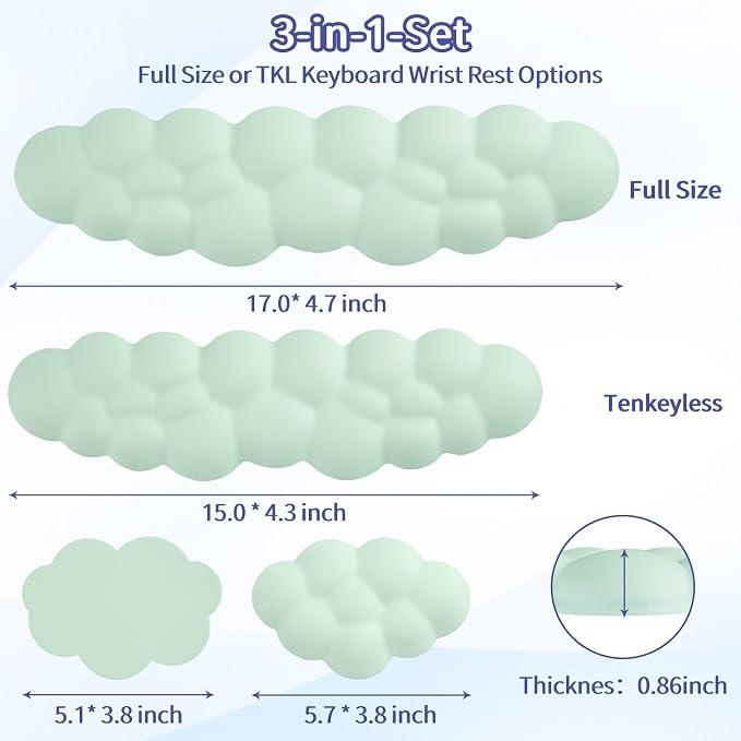 Sushret Cloud Wrist Rest Keyboard, Cloud Keyboard Wrist Pad Set - Image 7
