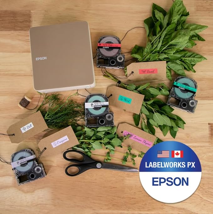 Epson LABELWORKS 218BMRPX Genuine PET (Polyester) Tape Cartridge - Black on Matte Red Designer Craft Label Maker Tape - 3/4" (18MM) Wide, 26'-DeskLoop Office