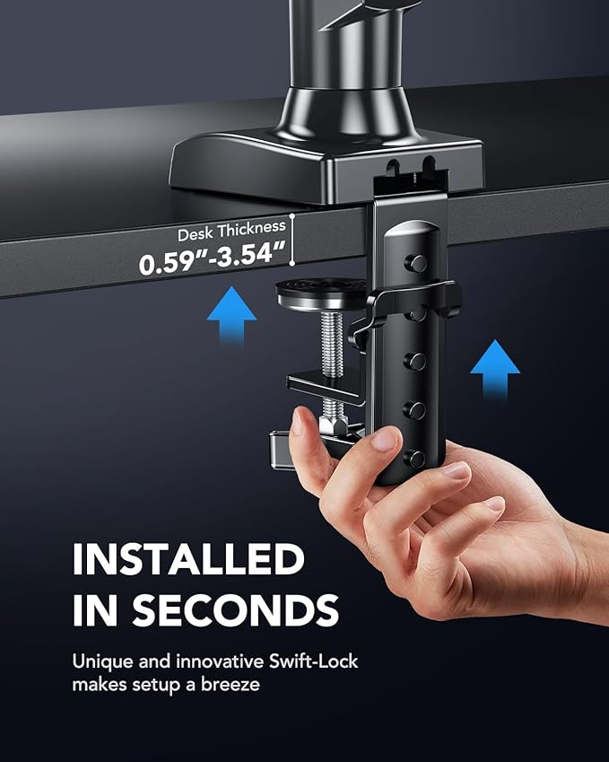 HUANUO Single Monitor Mount, 13 to 32 Inch Gas Monitor Arm, Adjustable Stand, Vesa Mount with Clamp and Grommet Base - Fits 4.4 to 19.8lbs LCD Computer Monitors-DeskLoop Office