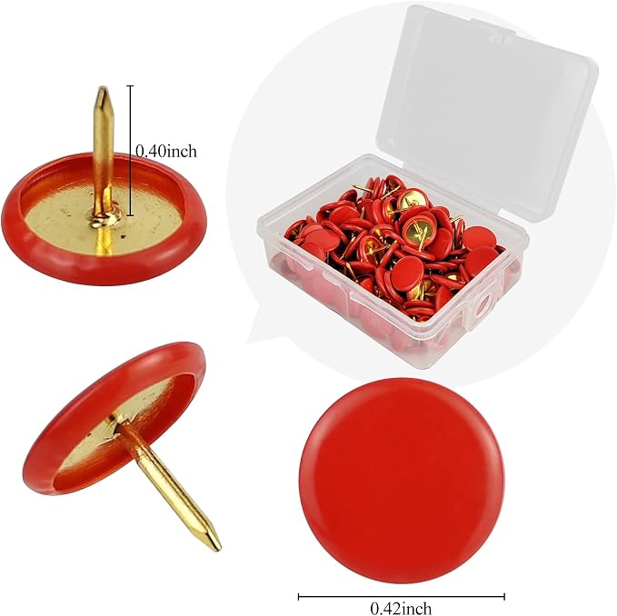 100 Pcs Thumb Tacks, Drawing Pins, Metal Flat Push Pins, Round Head Drawing Pins - Image 4