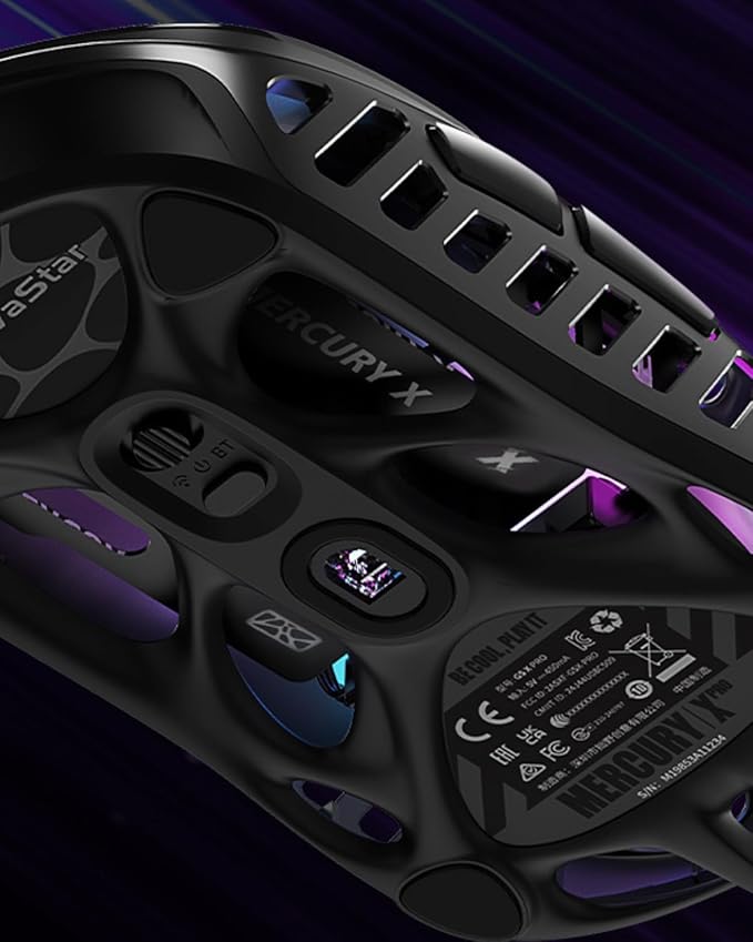 GravaStar Mercury X Wireless Gaming Mouse – 32,000 DPI PAW 3950 Sensor, 1000Hz Polling Rate, Only 49g, Magnesium Alloy Hollow Frame, RGB Lighting, 5 Programmable Buttons-DeskLoop Office