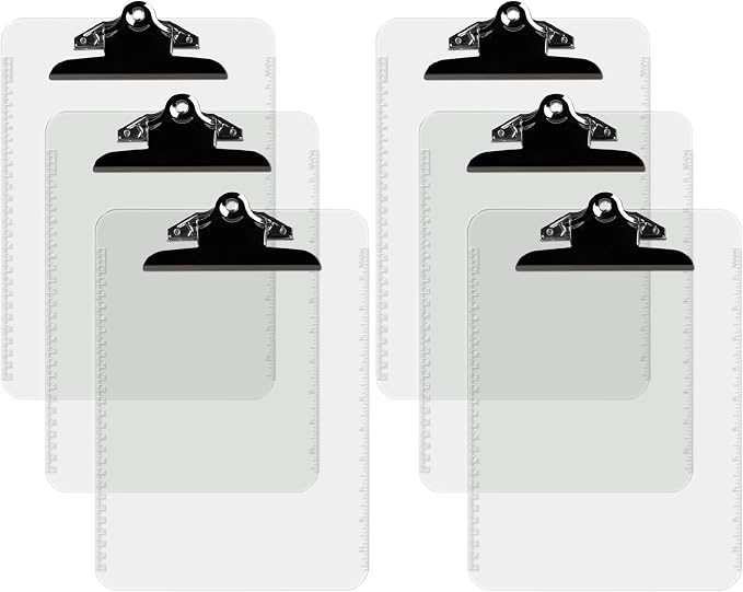 Pack of 6 Plastic Clipboards by DAVISGROUP