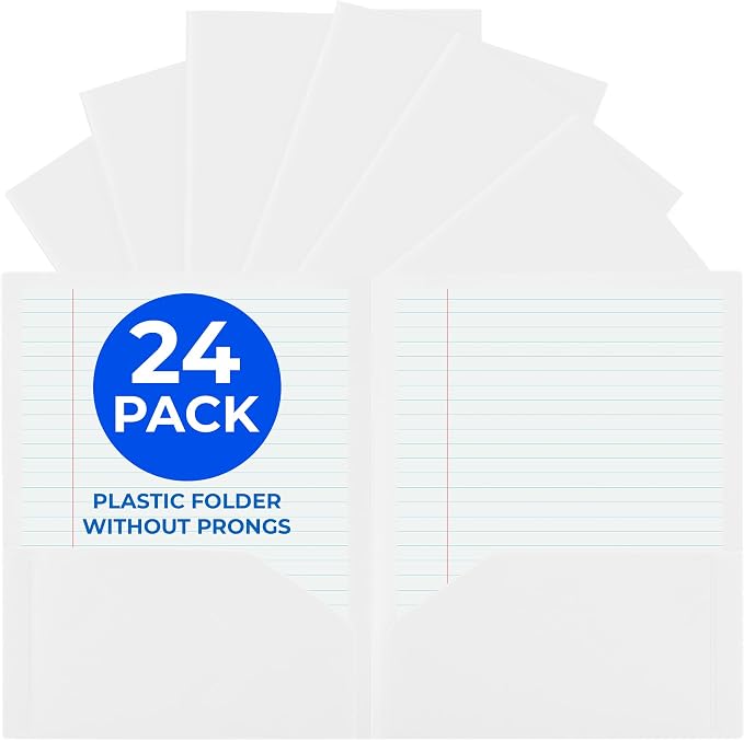 24 Pack White Plastic Folders - Image 2