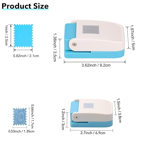 2 Pcs Stamp Punch, Rectangular Postage Stamps Punch, 1x0.8inch & Mini - Image 4
