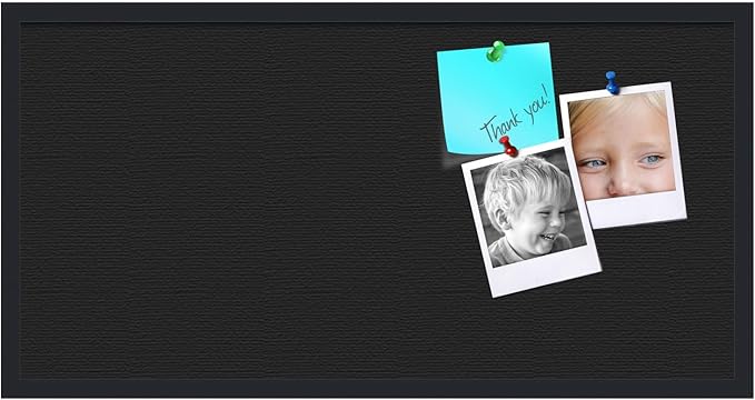PinPix 36x18 Inch Cork Bulletin Board. This Decorative Framed Pin Board Comes with Solid Black Design and a Satin Black Frame. Ideal for Home Office Decor or Message Board (PinPix-622)-DeskLoop Office