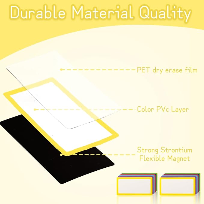 Dry Erase Magnets Blank Lables, 30 Pack Colorful Reusable Magnetic Labels - Image 3