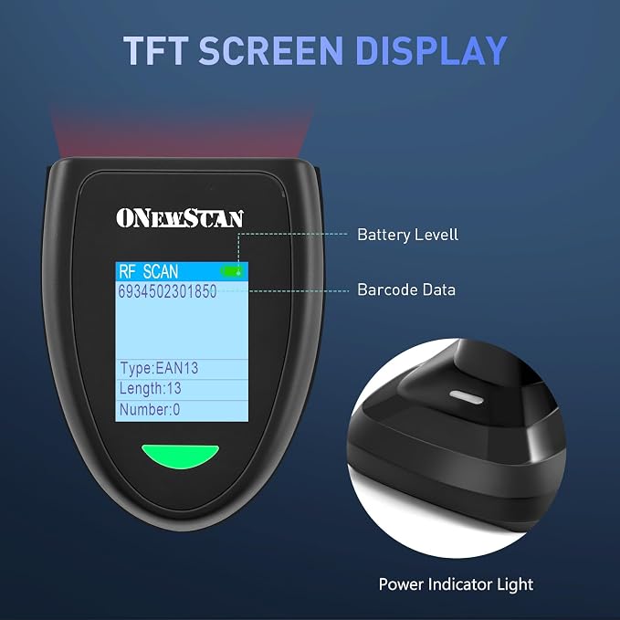 Barcode Scanner Wireless, ONEWSCAN 1D CCD Barcode Reader - Image 3