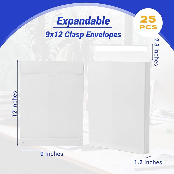 Expandable Manilla Envelopes 9 x 12 Self Seal, Goefun White Large Envelopes - Image 2