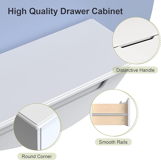 Gizoon 3 Drawers Chest, Bedroom Drawer Dresser with Large Storage Capacity, Embedded Handle, and Sturdy Anti-Tripping Device, Modern Design Cabinet for Hallway, Office, Living Room (White)-DeskLoop Office