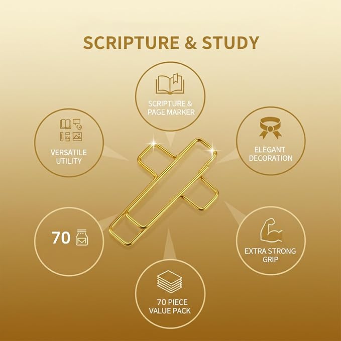 70 Pack Gold Cross Paper Clips, Decorative Paper Clips and Bookmarks - Image 6