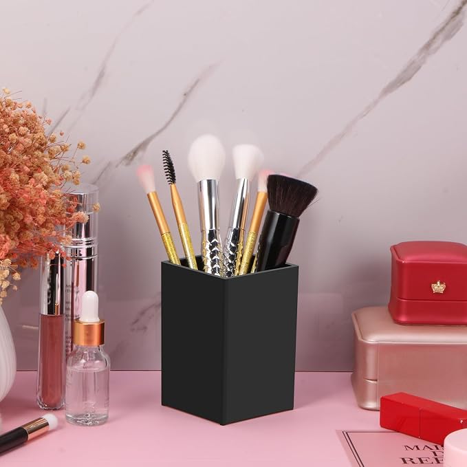 10Pack Black Acrylic Pen Holder, Desktop Pencil Organizer Makeup Brush Holder - Image 5