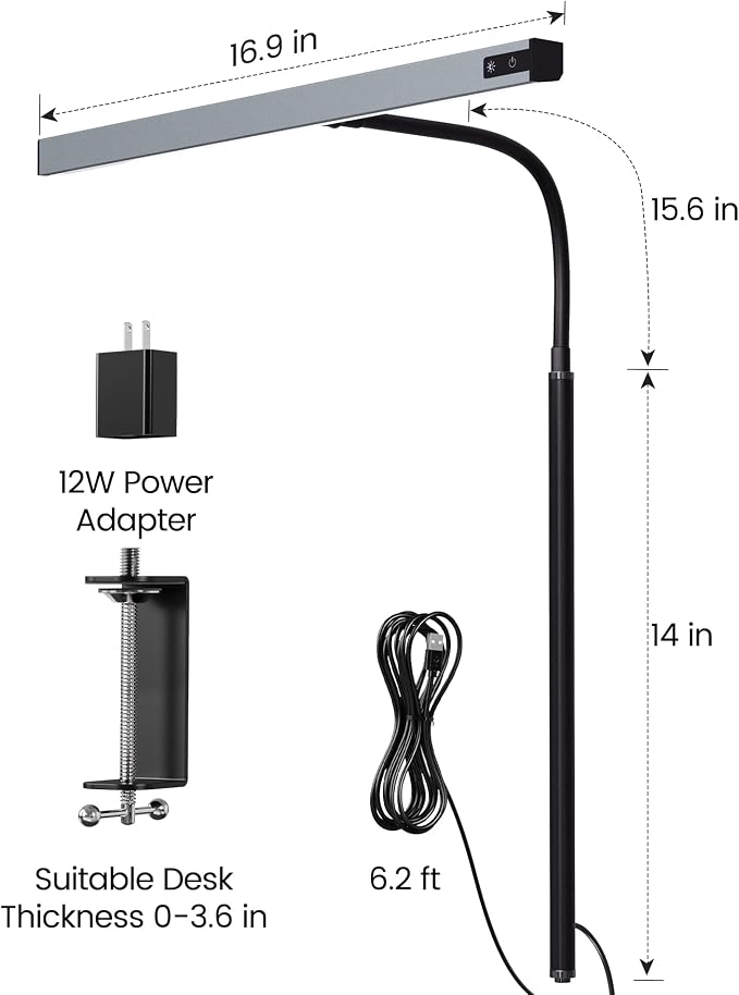 SUPERDANNY LED Desk Lamp for Office Home, Eye-Caring Desk Light - Image 6