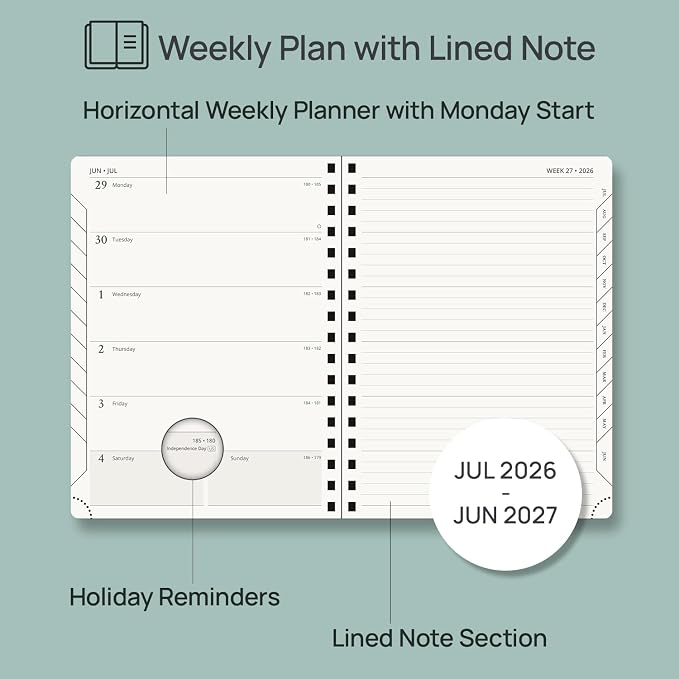 POPRUN Weekly Planner 2026-2027, 6.5" x 8.5", Academic Weekly and Monthly - Image 3
